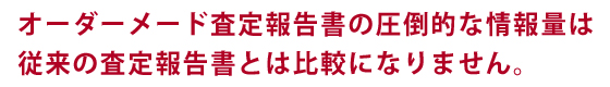 オーダーメード査定報告書の圧倒的な情報量は従来の査定報告書とは比較になりません